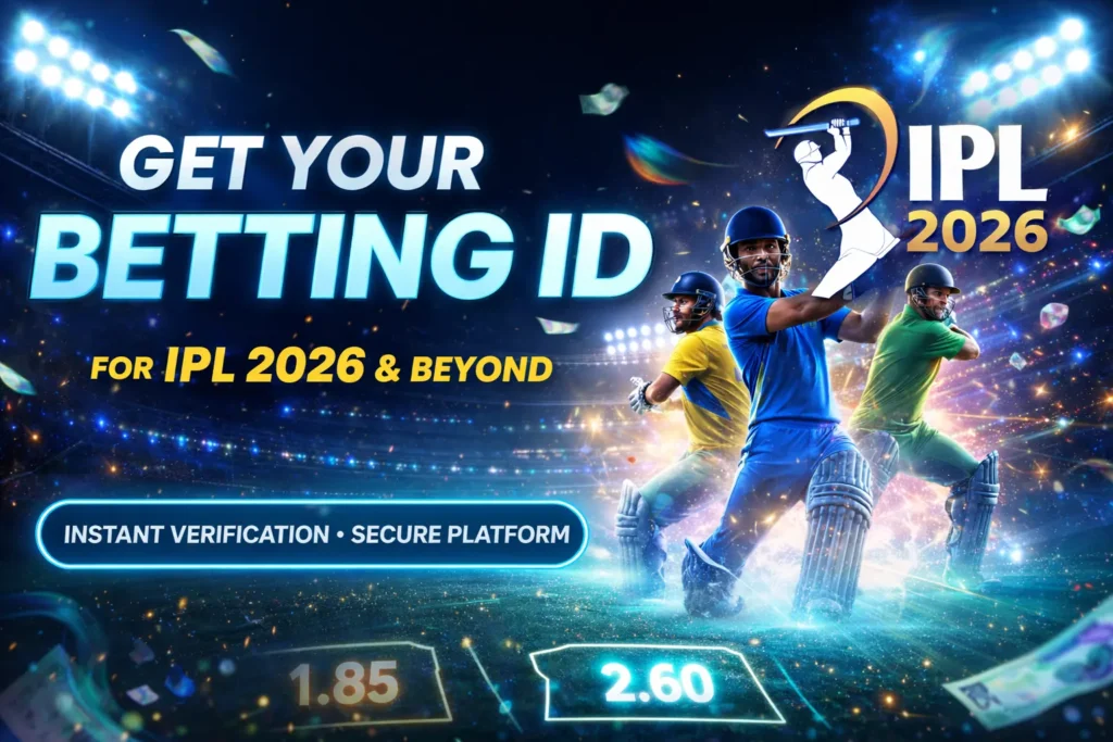 Illustration showing live cricket betting setup with neon theme graphics