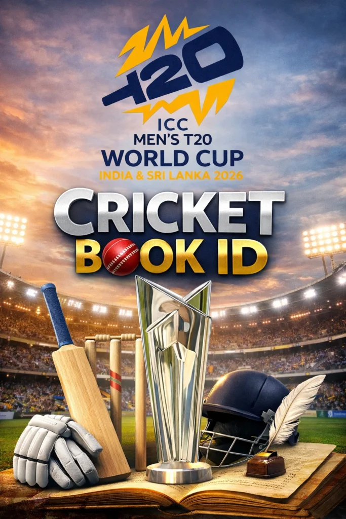 Cricket Book ID cover featuring T20 cricket trophy inspired logo design