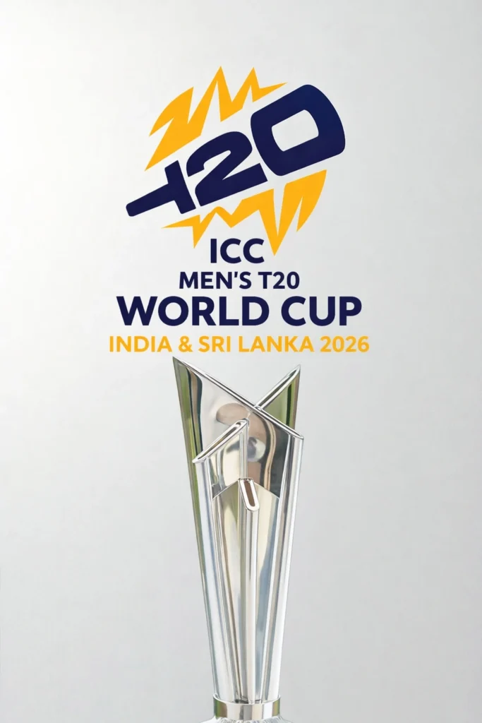 ICC Men’s T20 World Cup 2026 official logo with trophy design for India and Sri Lanka tournament