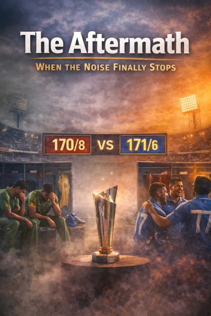 T20 World Cup team players reflecting in dressing room after match