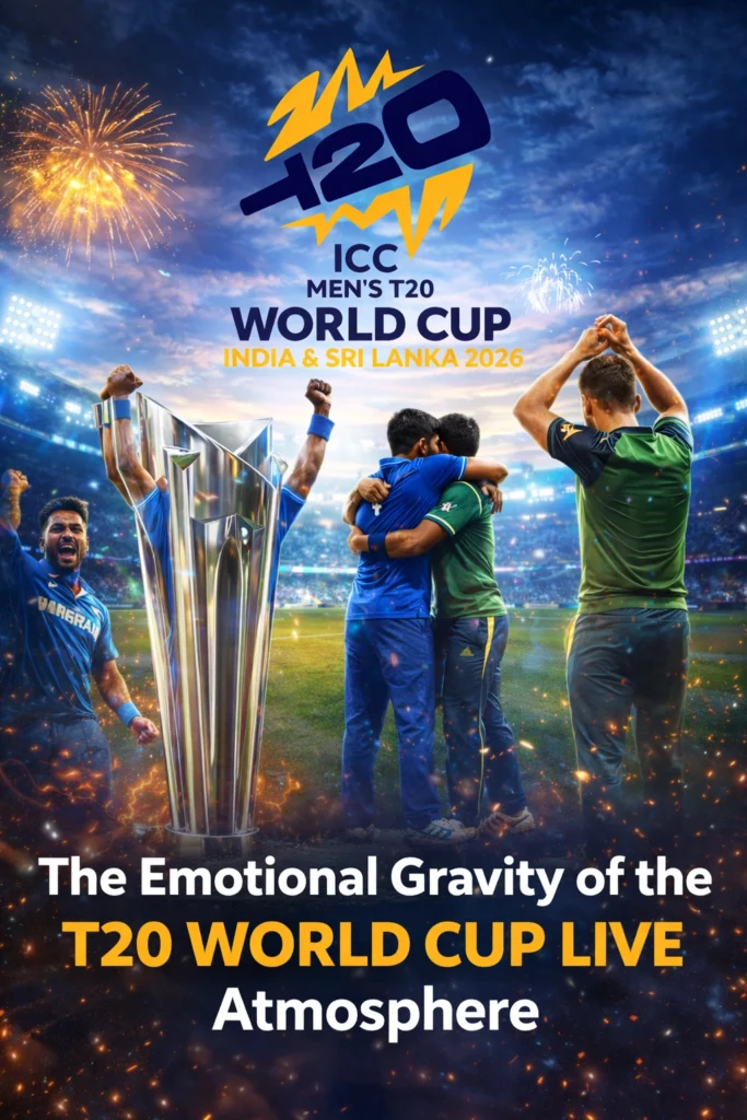 Fans reacting emotionally during T20 World Cup Live match in packed stadium