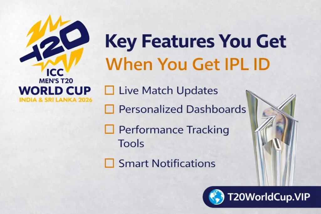 Key features you get when you get IPL ID including dashboard, live updates and cricket platform tools