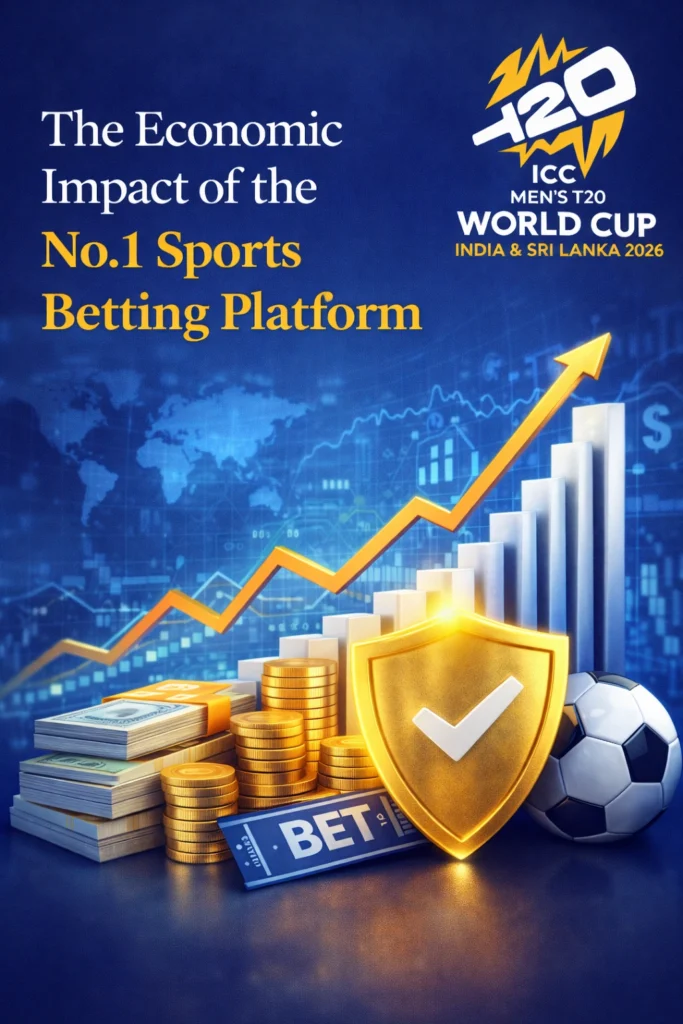 Economic impact of the No.1 sports betting platform with official logo and financial growth graph