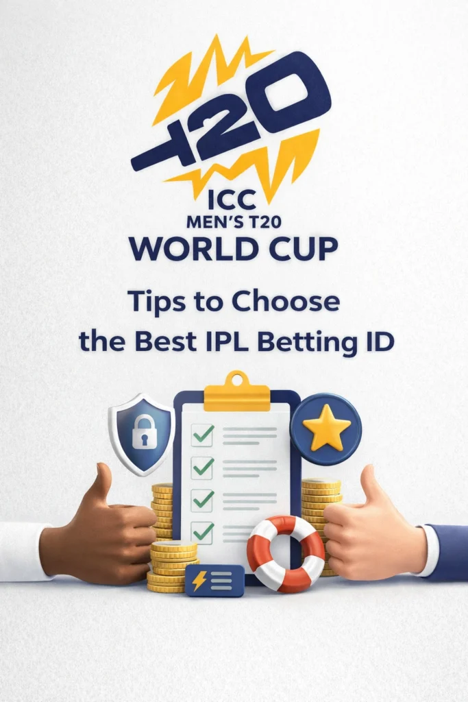 Tips to choose Best IPL Betting ID with cricket trophy and T20 style logo